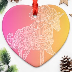 Unicorm Orange And Pink Heart Ornament (two Sides) by lifestyleshopee