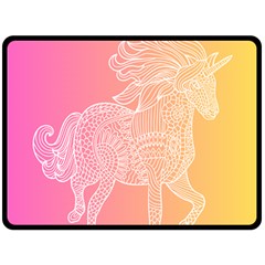 Unicorm Orange And Pink One Side Fleece Blanket (large)