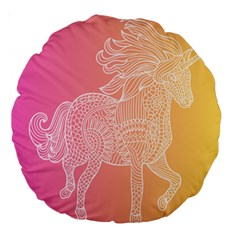 Unicorm Orange And Pink Large 18  Premium Round Cushions