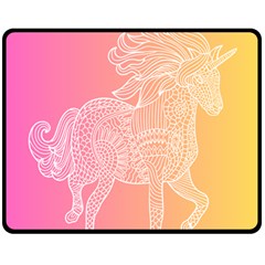 Unicorm Orange And Pink Fleece Blanket (medium)