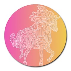 Unicorm Orange And Pink Round Mousepad by lifestyleshopee