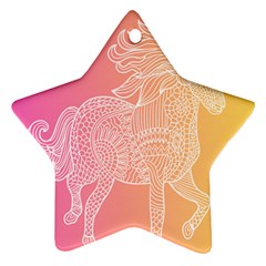 Unicorm Orange And Pink Ornament (star)