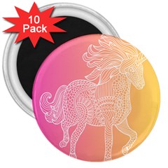 Unicorm Orange And Pink 3  Magnets (10 Pack)  by lifestyleshopee