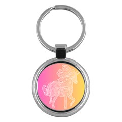 Unicorm Orange And Pink Key Chain (round)