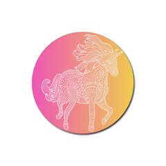 Unicorm Orange And Pink Rubber Coaster (round) by lifestyleshopee