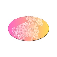 Unicorm Orange And Pink Sticker (oval) by lifestyleshopee