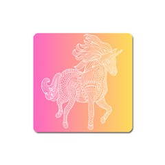 Unicorm Orange And Pink Square Magnet by lifestyleshopee