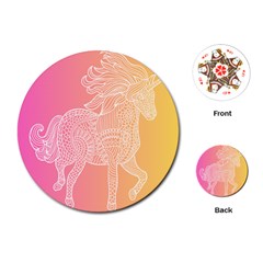 Unicorm Orange And Pink Playing Cards Single Design (round)