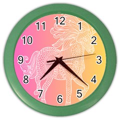 Unicorm Orange And Pink Color Wall Clock by lifestyleshopee