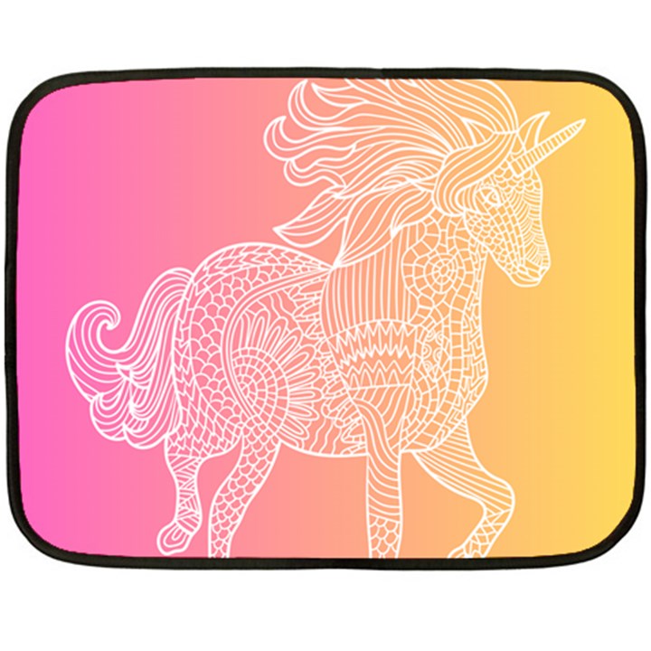 unicorm orange and pink One Side Fleece Blanket (Mini)