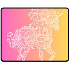 Unicorm Orange And Pink One Side Fleece Blanket (medium) by lifestyleshopee