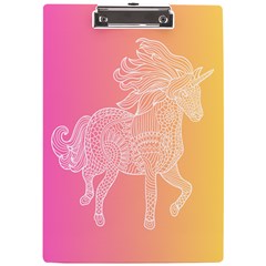 Unicorm Orange And Pink A4 Acrylic Clipboard