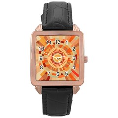 Ai Generated Retro Geometric Pattern Decor Pattern Rose Gold Leather Watch  by Ravend