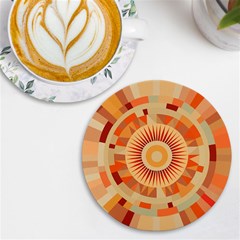 Ai Generated Retro Geometric Pattern Decor Pattern Uv Print Round Tile Coaster by Ravend