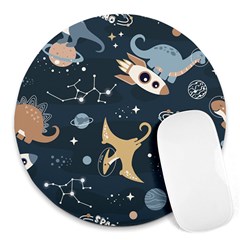 Space Theme Art Pattern Design Wallpaper Round Mousepad by Ravend