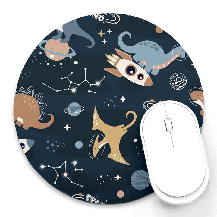 Space Theme Art Pattern Design Wallpaper Round Mousepad