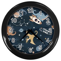 Space Theme Art Pattern Design Wallpaper Wall Clock (black) by Ravend