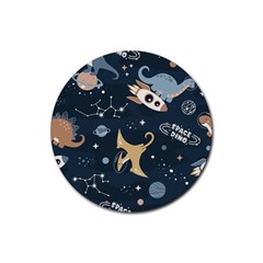 Space Theme Art Pattern Design Wallpaper Rubber Round Coaster (4 Pack) by Ravend