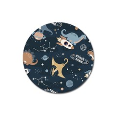 Space Theme Art Pattern Design Wallpaper Magnet 3  (round) by Ravend