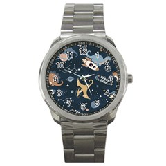 Space Theme Art Pattern Design Wallpaper Sport Metal Watch by Ravend