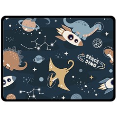 Space Theme Art Pattern Design Wallpaper One Side Fleece Blanket (large) by Ravend