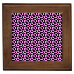 Pink Donuts Pink Filling On Black Framed Tile by Mazipoodles