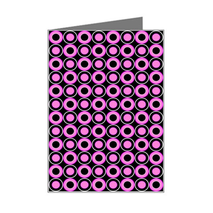 Pink Donuts Pink Filling On Black Mini Greeting Card