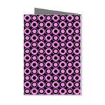 Pink Donuts Pink Filling On Black Mini Greeting Cards (Pkg of 8) Left