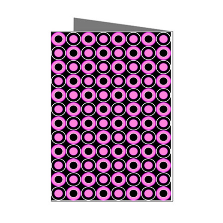 Pink Donuts Pink Filling On Black Mini Greeting Cards (Pkg of 8)