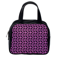 Pink Donuts Pink Filling On Black Classic Handbag (one Side) by Mazipoodles