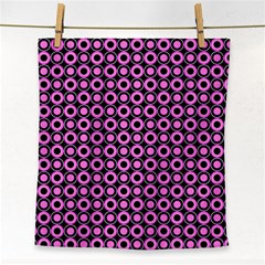 Pink Donuts Pink Filling On Black Face Towel by Mazipoodles