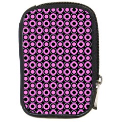 Pink Donuts Pink Filling On Black Compact Camera Leather Case