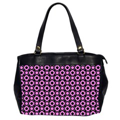 Pink Donuts Pink Filling On Black Oversize Office Handbag (2 Sides) by Mazipoodles