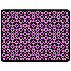 Pink Donuts Pink Filling On Black One Side Fleece Blanket (large) by Mazipoodles