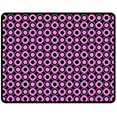 Pink Donuts Pink Filling On Black One Side Fleece Blanket (medium) by Mazipoodles