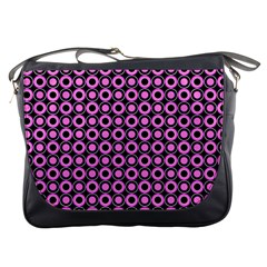 Pink Donuts Pink Filling On Black Messenger Bag by Mazipoodles