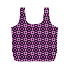 Pink Donuts Pink Filling On Black Full Print Recycle Bag (m) by Mazipoodles