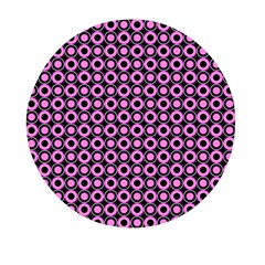 Pink Donuts Pink Filling On Black Mini Round Pill Box by Mazipoodles