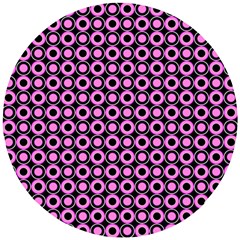 Pink Donuts Pink Filling On Black Wooden Puzzle Round by Mazipoodles