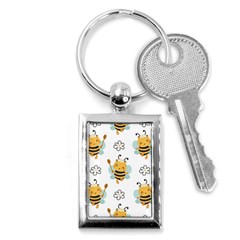 Art Bee Pattern Design Wallpaper Background Key Chain (rectangle) by Ravend