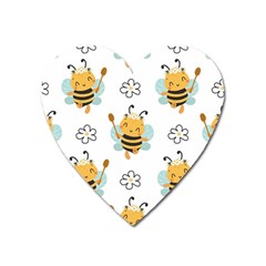 Art Bee Pattern Design Wallpaper Background Heart Magnet by Ravend