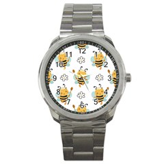 Art Bee Pattern Design Wallpaper Background Sport Metal Watch by Ravend