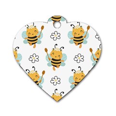 Art Bee Pattern Design Wallpaper Background Dog Tag Heart (two Sides)