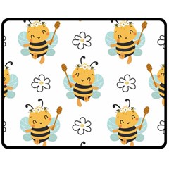 Art Bee Pattern Design Wallpaper Background One Side Fleece Blanket (medium) by Ravend