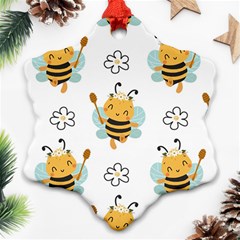 Art Bee Pattern Design Wallpaper Background Snowflake Ornament (two Sides)