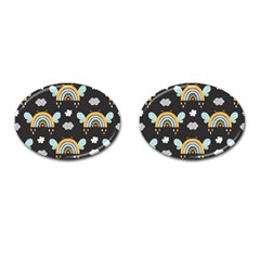 Art Pattern Design Floral Wallpaper Background Cufflinks (oval) by Ravend