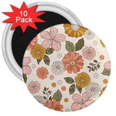 Flower Petals Plants Floral Print Pattern Design 3  Magnets (10 Pack)  by Ravend