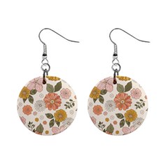 Flower Petals Plants Floral Print Pattern Design Mini Button Earrings by Ravend