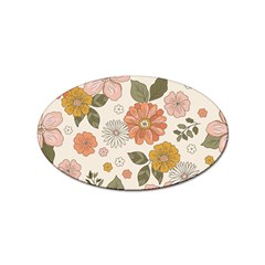 Flower Petals Plants Floral Print Pattern Design Sticker Oval (10 Pack)