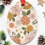 Flower Petals Plants Floral Print Pattern Design Oval Ornament (Two Sides) Back